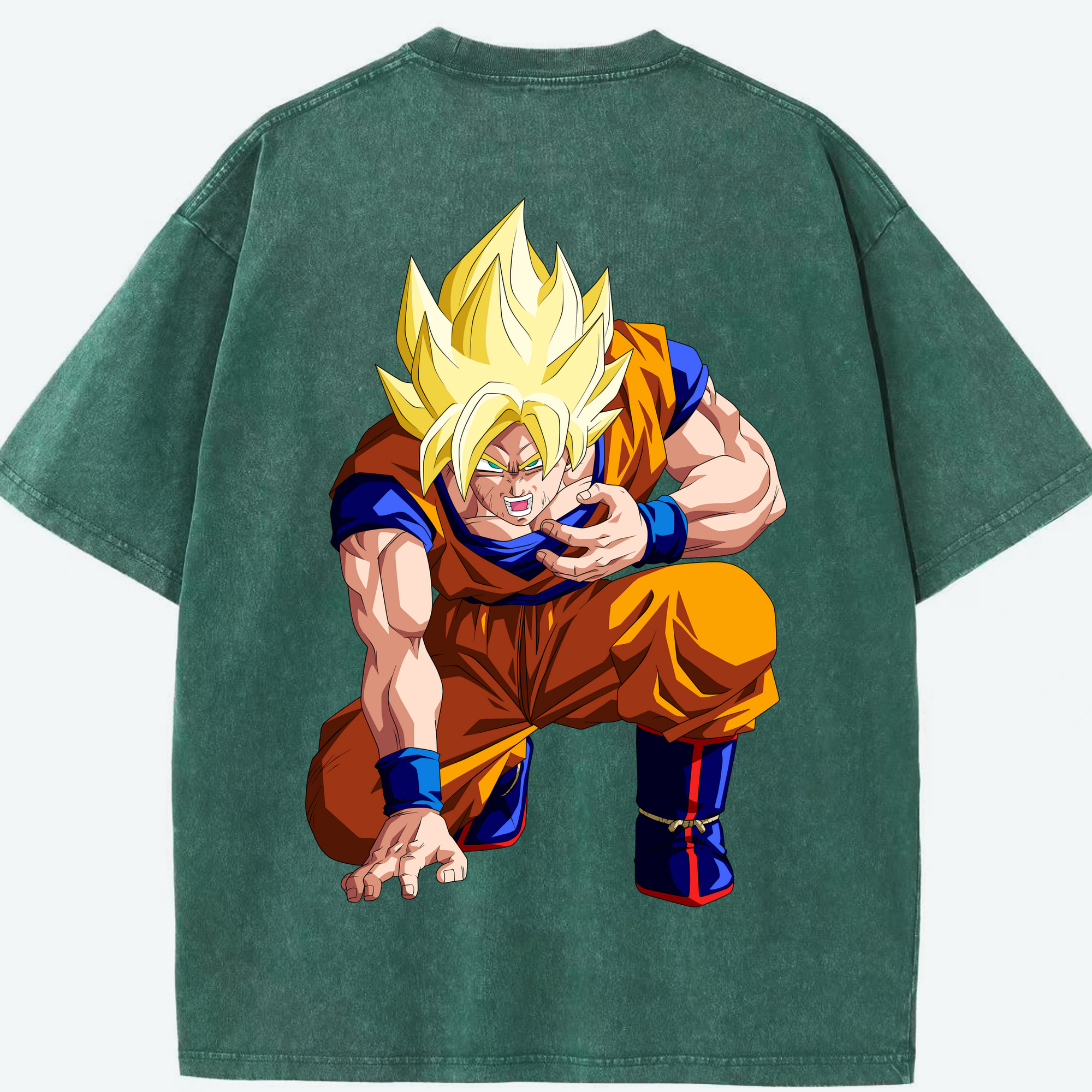 （画像用） ドラゴンボール 孫悟空（そん ごくう）Son Goku カカロット DRAGON BALL Kakarotto 綿100% ヴィンテージ風 半袖Tシャツ（背面プリント）